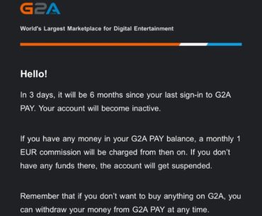G2A charging me for not use my account, WTF is this?
