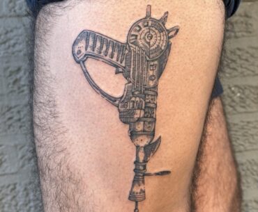 Ray Gun Tattoo done by @goatblackeyed