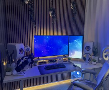 Did some upgrades to my station - Should i move the speakers to flank the big screen and have the vertical monitor more to the right?