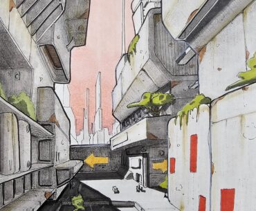 The fancy part of town, from my sketchbook.