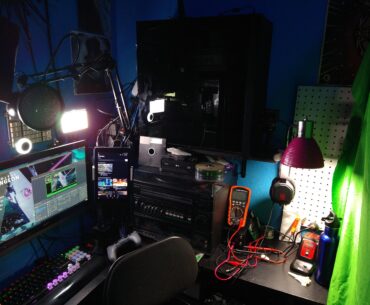 It's not as pretty but it works! Streaming + repair/testing/rework bench.
