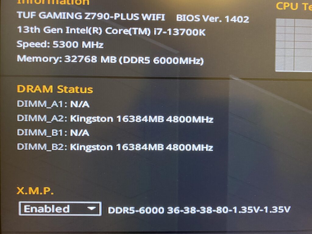 DRAM Frequency Status differs from XMP