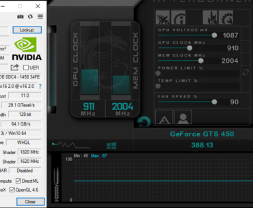 So my GTX 680 died and i am now using my backup GPU which is this GTS 450 and after a month or two i wasnt happy on the fps im getting at GTA 5 around 30-40 fps on low settings. So i installed MSI Afterburner and i did my research and put the core clock speeds +100mhz and the mem speeds at +200