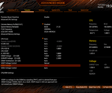 VDDP locked to 1000mV on Gigabyte B550 AORUS PRO