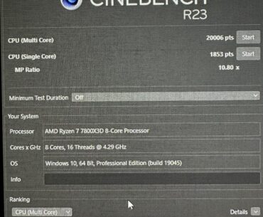 7800x3d - 20k r23