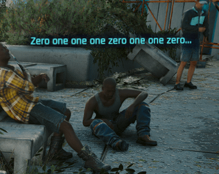 During "The Damned" I saw this guy speaking binary.