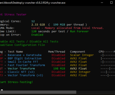 If using ycruncher to test for ram, should you disable all tests except