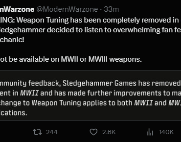 No more weapon tuning - Good or Bad?