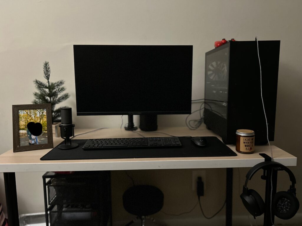Set Up, Cable management could use some work but this candle pulls the set up together I’d say