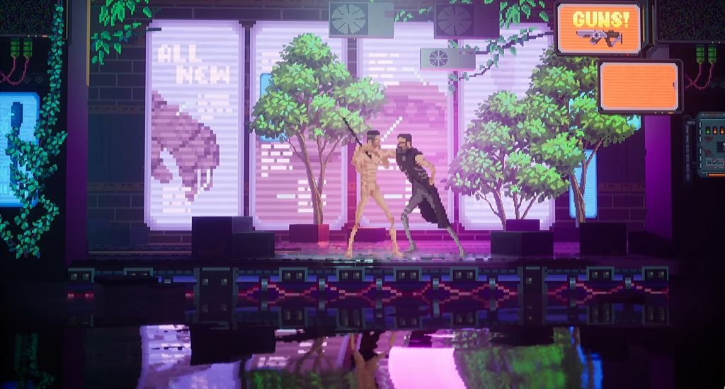 Short look of our Brutal Co-op Roguelike inspired by John wick, set inside a Cyberpunk Universe