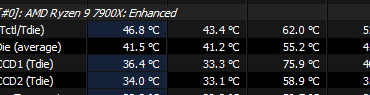 Am I looking for the Tdie temperatures here? I know the AMD 7000 series tend to run hot, just wanting to double check. HW info and OperaGX are the only things running.