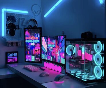 Black or white desk for a blue/pink Miami setup?