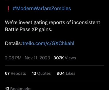 Is the Zombies mode no battle pass exp glitch fixed yet?