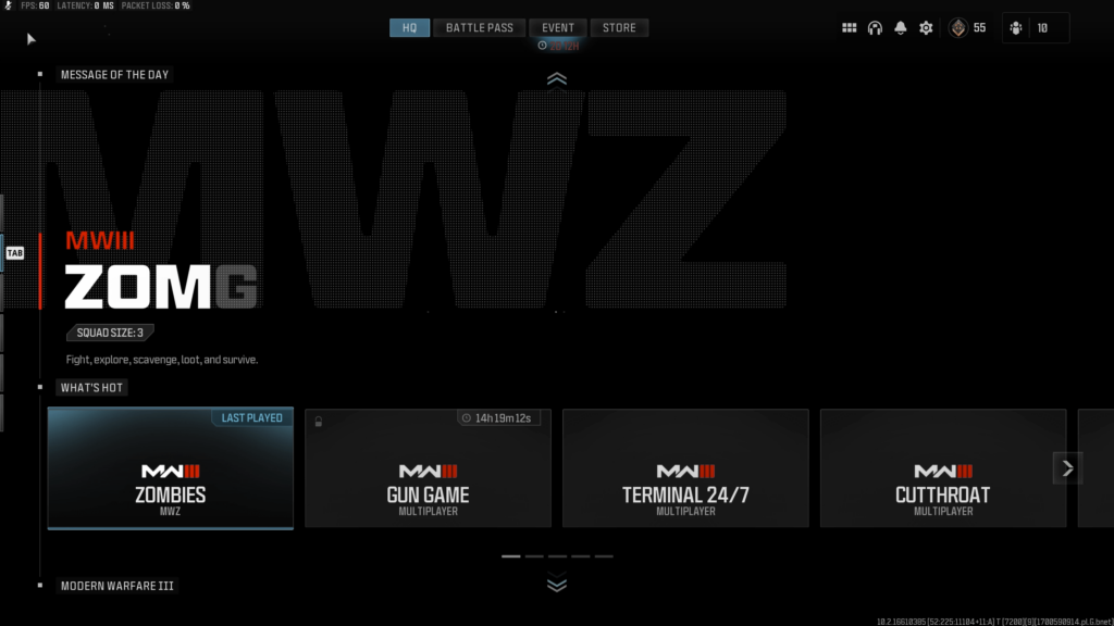 My menu lagged for a moment so the title card said "ZOMG"