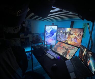 My under the loft bed setup