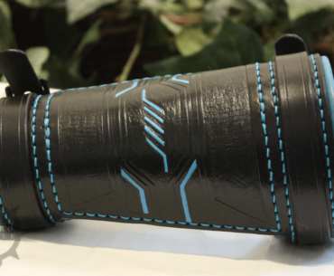 Cyberpunk leather arm bracer I recently made for a client