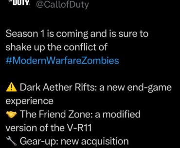 Spoilers about zombies season 1 by Call of Duty twitter account