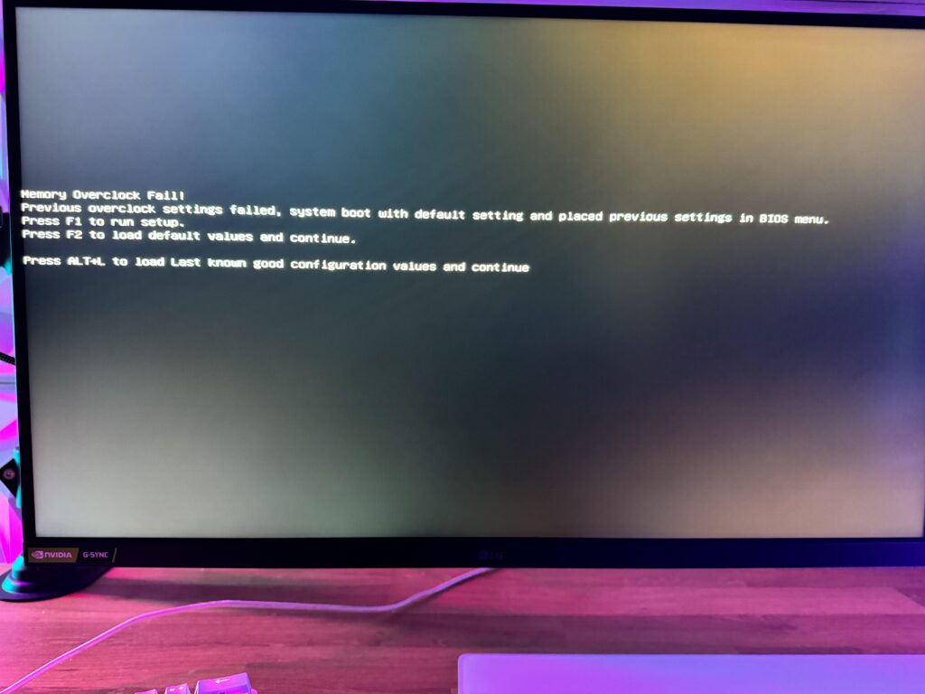 Memory overcloking fail