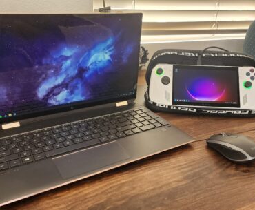 My mobile Thanksgiving-at-the-parents Battlestation (ROG Ally with Input Director makes a great secondary!)