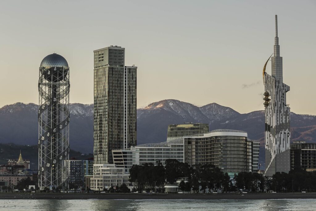 These Batumi skyscrapers strike me as leaning towards a taste of the cyberpunk-esque