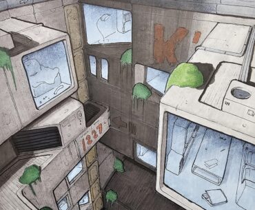 K' tower, from my sketchbook.