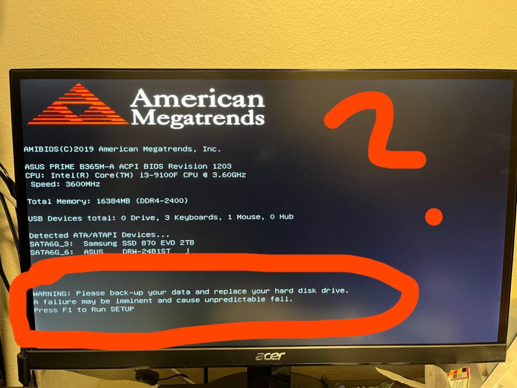 Weird BIOS message