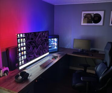 I’m new here! this is my gaming/ work station still a lot of decorations needed let me know what you guys think :)