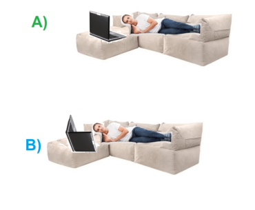quick question: if you are lying on your side on the couch while watching a movie do you put your notebook A) horizontally or B) vertically?