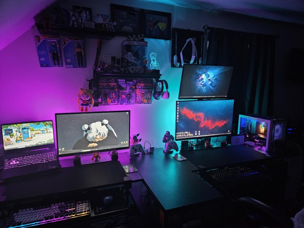 Me and the wifes shared desk. Many games we've fell asleep to here 😂