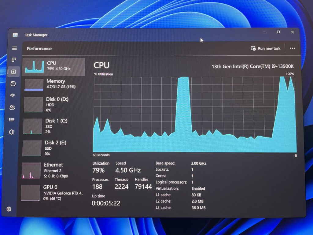 Does anyone know why for the first time ever, my 13900k cpu is bottling when nothing is open? This has never happened before..