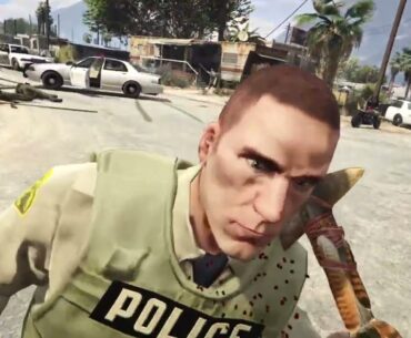 GTA 5 - Michael's FIRST PERSON FIVE STAR COP BATTLE IN TREVOR'S TRAILER! (GTA V Funny Moments)
