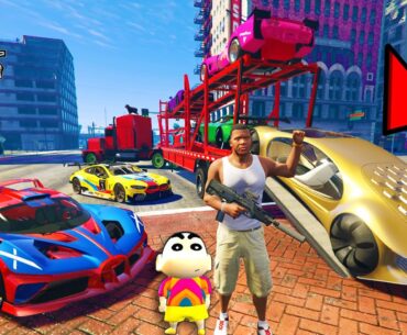 Franklin Delivering GODILLIONAIRE SUPER CARS in GTA 5 | SHINCHAN and CHOP