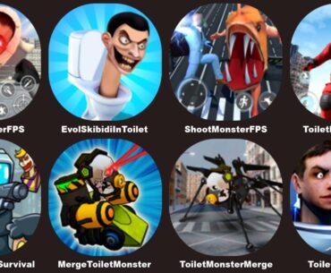 Skibidi Toilet Monster Survival,Toilet Shooter FPS,Merge Toilet,Toilet vs Grimace Shake,Toilet Merge