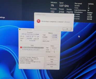 extreme1 error 0 always at completion same thing twice 13700k 1.5vdimm 1.25sa/vddq