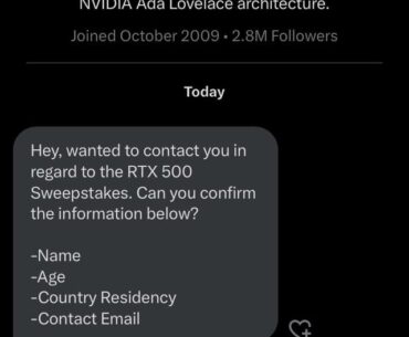 The official Nvidia account messaged me this. Is it possible that they were hacked?