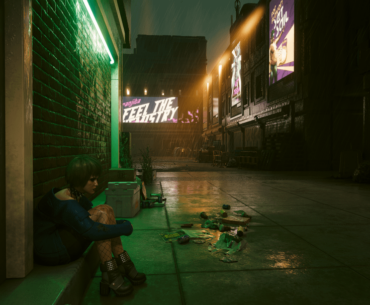 I usually run into Misty by Jackie's garage when it's bright and sunny out, but it's infinitely sadder when it's raining at night.