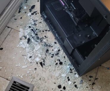 I gave my Dad my old PC a few years ago and told him to never let the glass touch the tile. Texted me this today