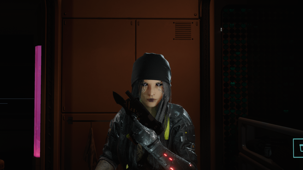 Got this weird glitch where my V always has a gun when they use a mirror, made for this cool pose tho