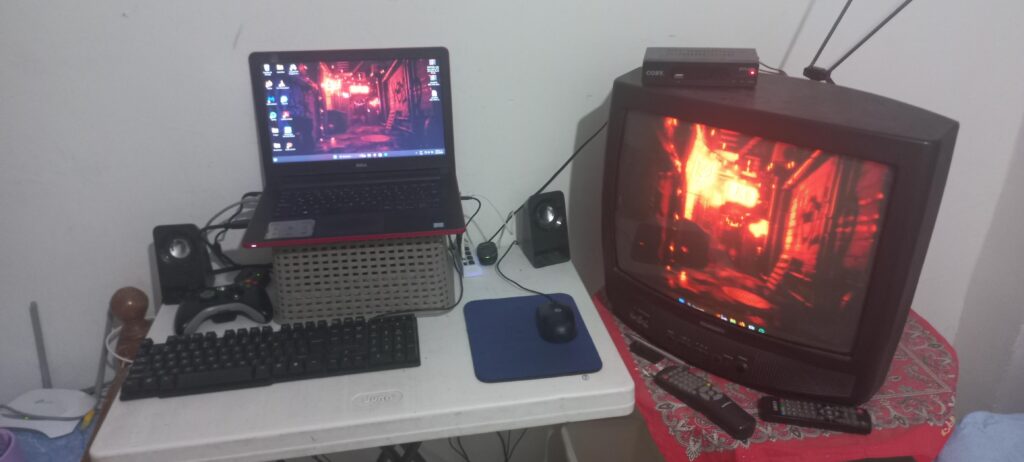 Double monitor setup with e-waste, now with newer OS, keyboard, mouse and TV