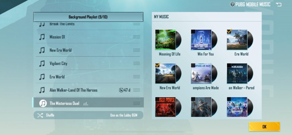 Do you set a multiple background songs for lobby? What’s your playlist and what your favorite?