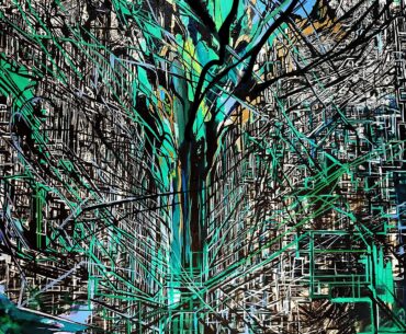 City Storm, Abstract Layered Print (foundation from original acrylic painting on canvas) {OC}
