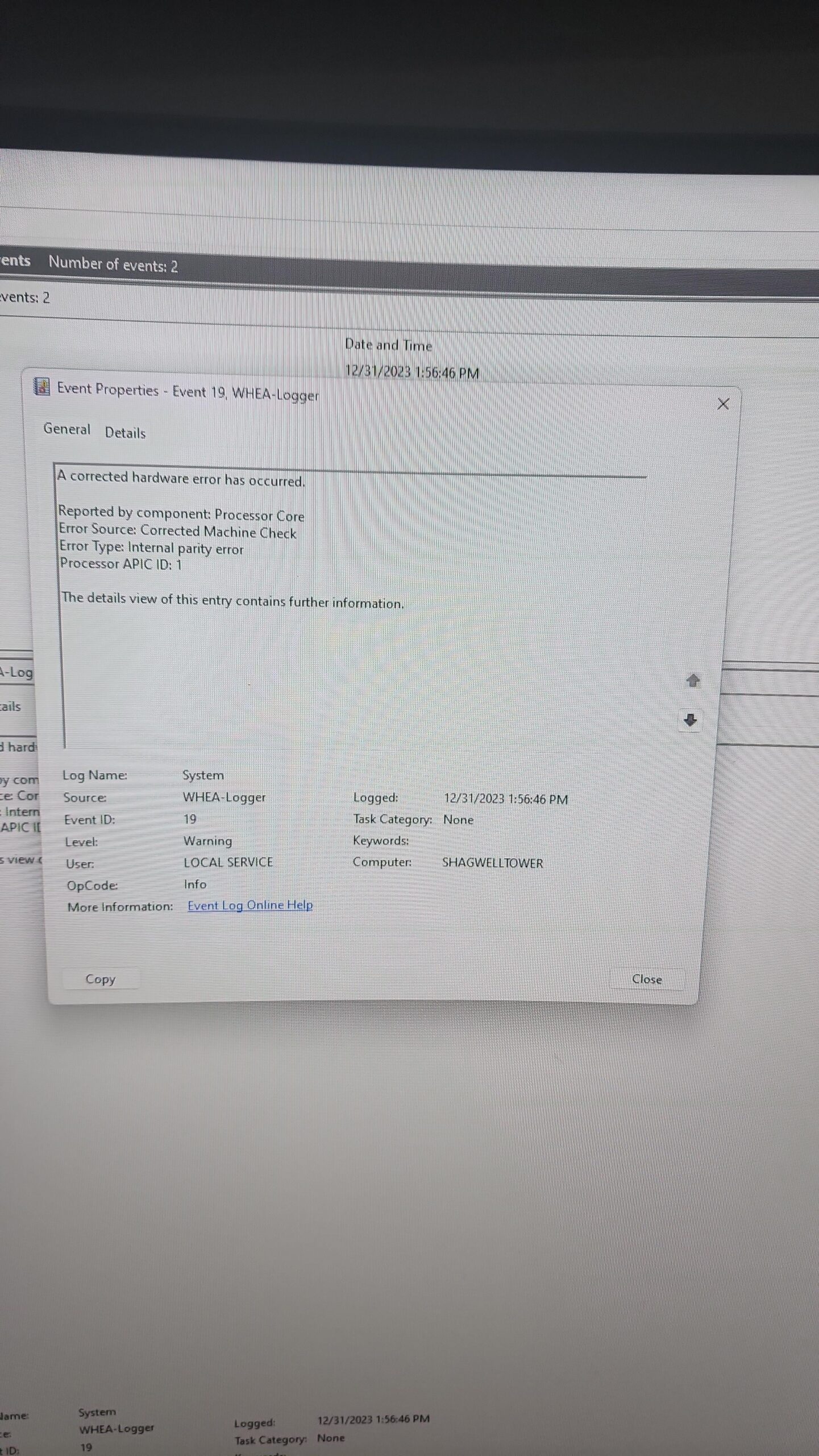 Internal parity error came back different game! Internal parity error came back different game!