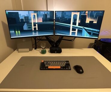 Trying some new monitors out with and old dual monitor stand. (I miss my larger Dell P4317q) I also open a laptop in the middle for work but this is my personal set up from PC.