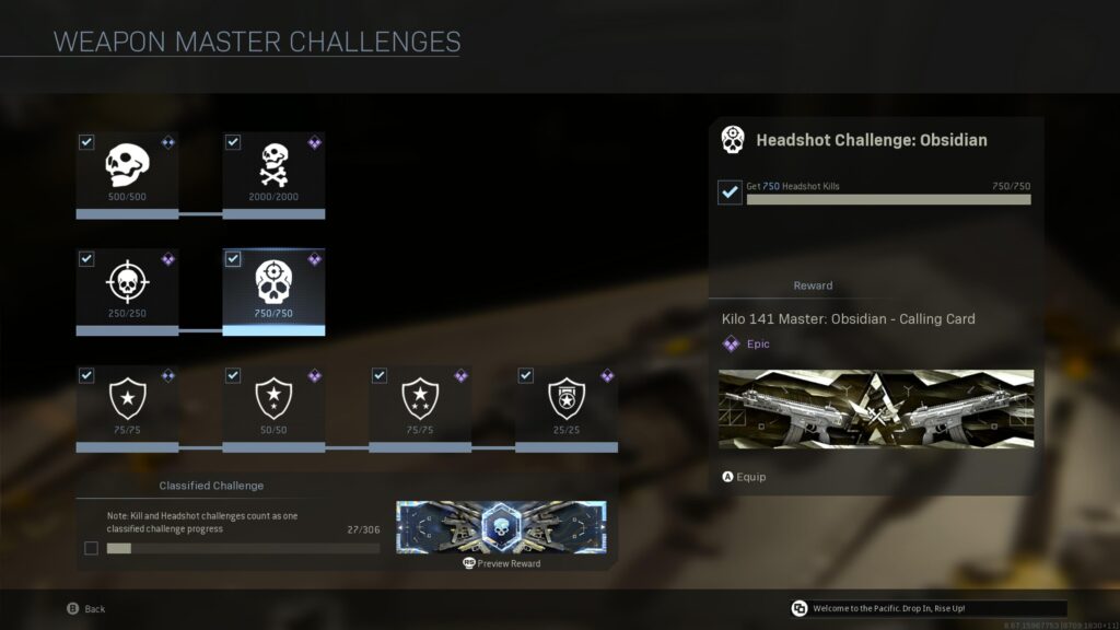 Starting to grind out the GM calling card/Obsidian on every gun. One down, to many more to go.