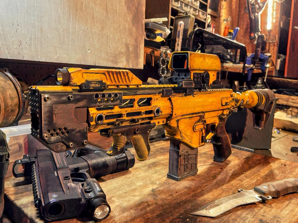 Cyberpunk inspired less lethal launcher