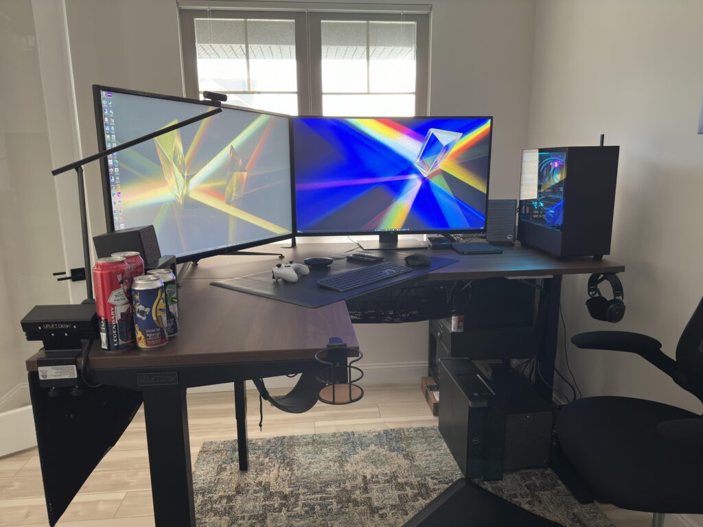 Sit/stand work/play dual 43” battlestation