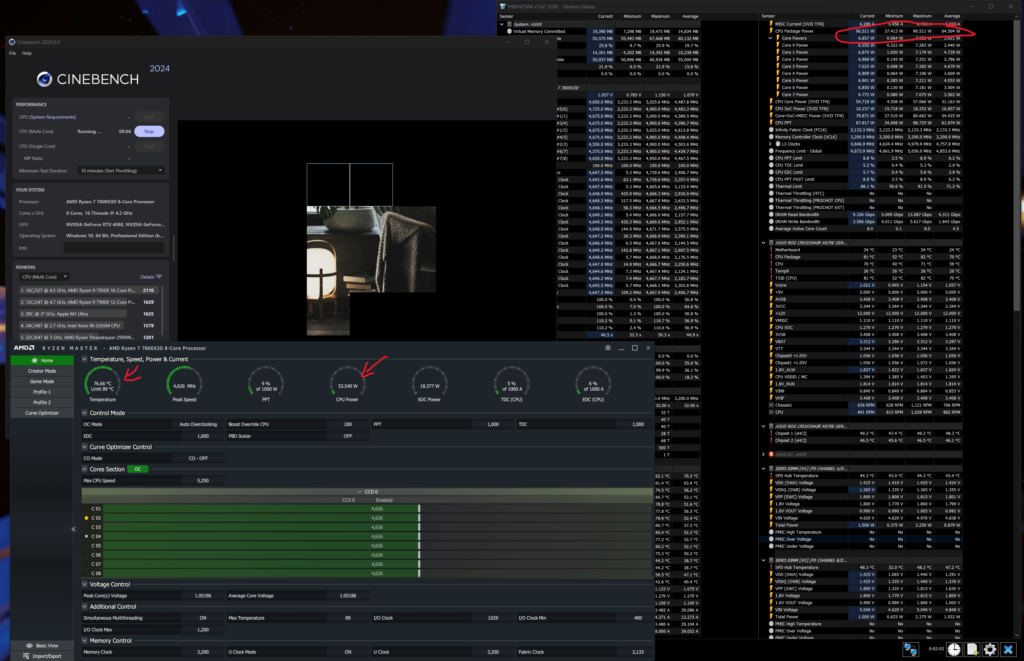7800X3D seems to hit a hard package power limit regardless of PBO settings