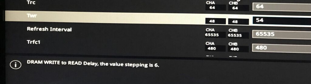 Why is tWR 's value stepping 6 ?