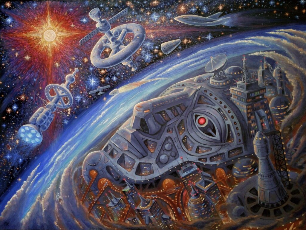 Spaceman city. Oil by me