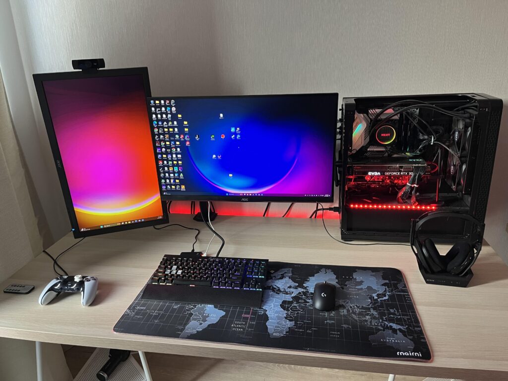 Updated my boyfriend’s set up for his birthday with monitor arms and some cable management